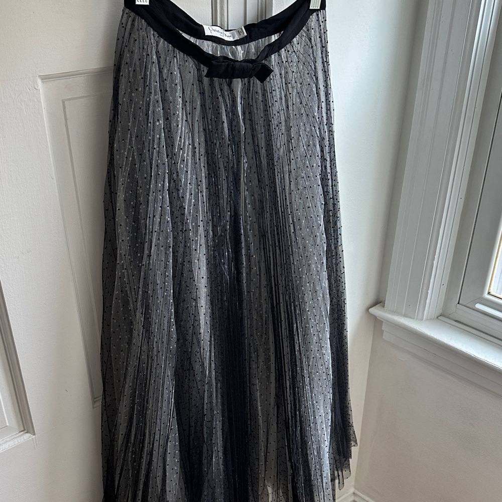 Dior Black and Gray Maxi Skirt with Bow